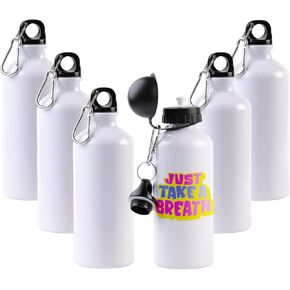 500ml (17oz) Aluminum Water Bottle with 2 Lids and Premium Sublimation Coating, Oven and Heat Press Compatible - Vibrant Printing Results (6 Pack)