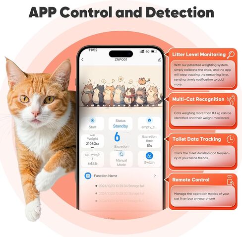 Self Cleaning Cat Litter Box - 80L Large Automatic Litter Box, Multi cat can use, 1 Roll Garbage Bags, App Control, Automatic Cat Litter Box Self Cleaning, aWhite in Saudi Arabia