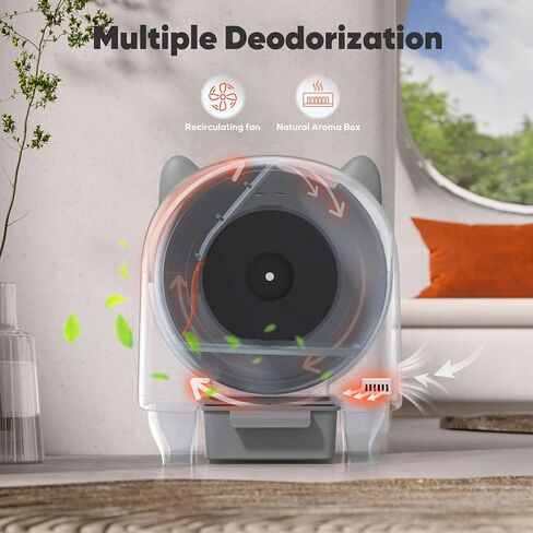 Self Cleaning Cat Litter Box - 80L Large Automatic Litter Box, Multi cat can use, 1 Roll Garbage Bags, App Control, Automatic Cat Litter Box Self Cleaning, aWhite in Saudi Arabia