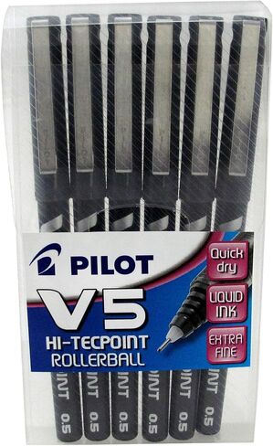 Pilot V5 Liquid Ink Rollerball 0.5 mm Tip - Black, Box of 12 in Saudi Arabia