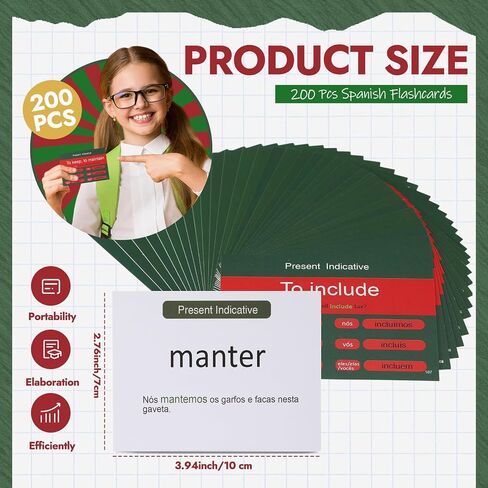 200 Pcs French Flashcards French Verb Conjugation Present Tense Flash Cards English for Adults Kids Study in Saudi Arabia