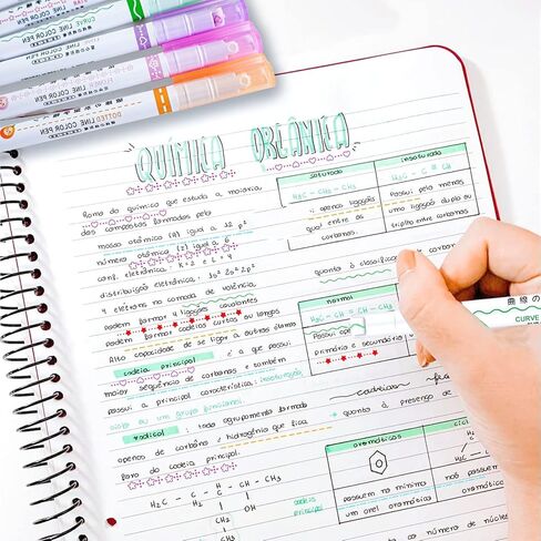 مجموعة أقلام تمييز منحنية، 6 ألوان أقلام منحنية متدفقة وعلامات تمييز، قلم تمييز منحنى للأطفال المراهقين البالغين، رائع لتزيين كتب التلوين وكتابة سجل القصاصات in Kuwait