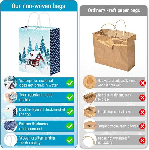 24Pack Christmas Gift Bags Assorted Sizes, Christmas Bags for Gifts Bulk, Christmas Paper Bags with Handle, Holiday Gift Bags for Christmas Presents Xmas Party（6 Jumbo,6 Large,6 Medium,6 Small） in Saudi Arabia
