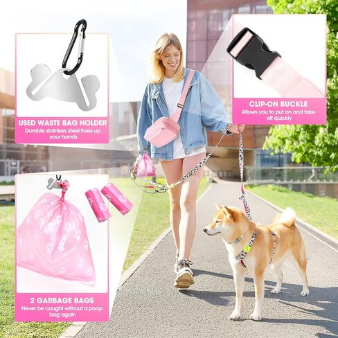 Dog Treat Pouch & Dog Walking Bag,Removable Treat Pouches for Pet Training,Stylish Puppy Walking Fanny Pack with Used Waste Bag Holder,Black in Saudi Arabia
