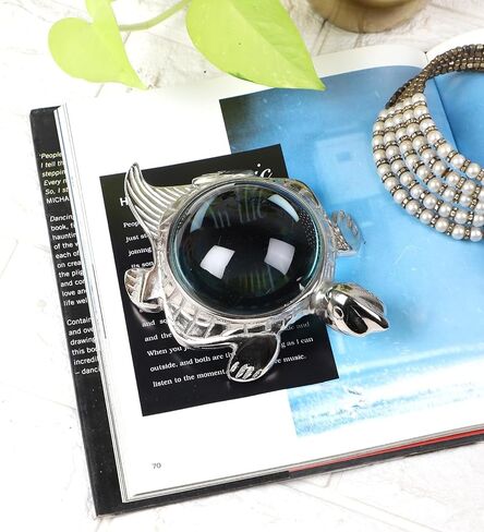 Decorative Turtle Magnifier Paperweight – 10X Zoom Antique Silver, Ideal for Reading, Vintage Desk Accessory, Perfect Office & Home Décor Piece (Silver) in Saudi Arabia