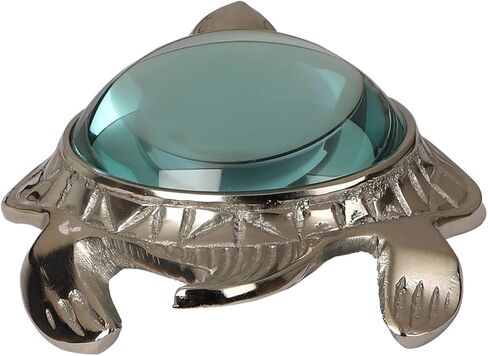 Decorative Turtle Magnifier Paperweight – 10X Zoom Antique Silver, Ideal for Reading, Vintage Desk Accessory, Perfect Office & Home Décor Piece (Silver) in Saudi Arabia