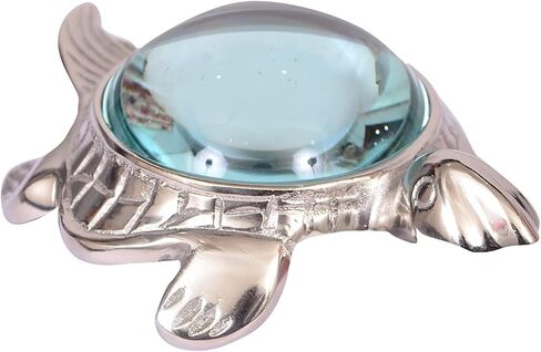 Decorative Turtle Magnifier Paperweight – 10X Zoom Antique Silver, Ideal for Reading, Vintage Desk Accessory, Perfect Office & Home Décor Piece (Silver) in Saudi Arabia