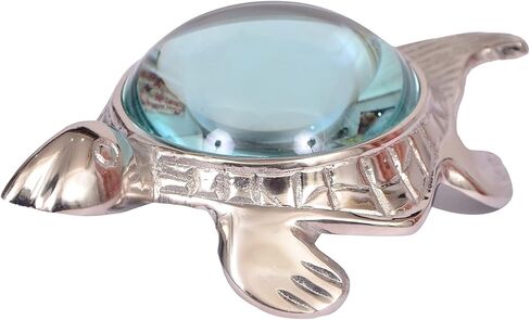 Decorative Turtle Magnifier Paperweight – 10X Zoom Antique Silver, Ideal for Reading, Vintage Desk Accessory, Perfect Office & Home Décor Piece (Silver) in Saudi Arabia