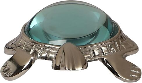 Decorative Turtle Magnifier Paperweight – 10X Zoom Antique Silver, Ideal for Reading, Vintage Desk Accessory, Perfect Office & Home Décor Piece (Silver) in Saudi Arabia