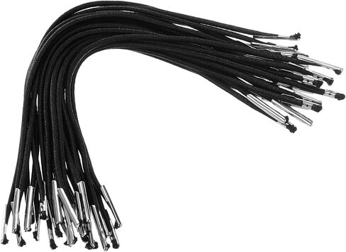 PATIKIL 6 Inch Elastic Barbed Cord, 50 Pcs 1.6mm Loop Stretch Round String with Metal Barb Fasteners for Hats Masks Menus Crafting Book, Black (16.5cm) in Saudi Arabia