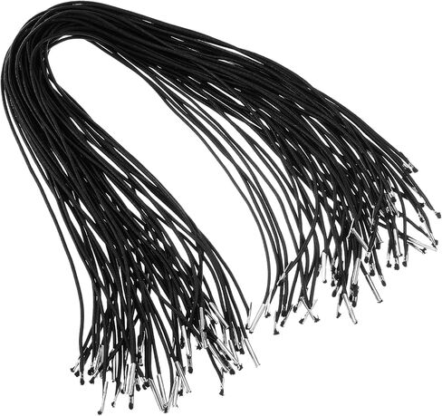 PATIKIL 6 Inch Elastic Barbed Cord, 50 Pcs 1.6mm Loop Stretch Round String with Metal Barb Fasteners for Hats Masks Menus Crafting Book, Black (16.5cm) in Saudi Arabia