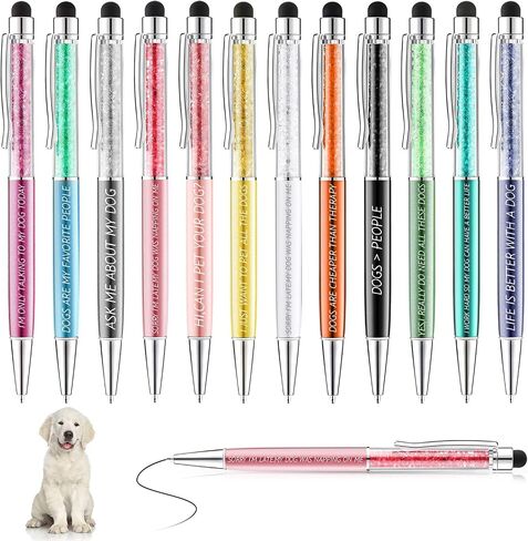 Sabary 12 Pieces Pet Lovers Pens Set Cat Dog Lovers Pen Set Colorful Ballpoint with Funny Phrase Cute Kawaii Gift for Pet Foster Kitty Mom Paw Fan Kitten Vet Office Supplies(Dog Style) in Saudi Arabia