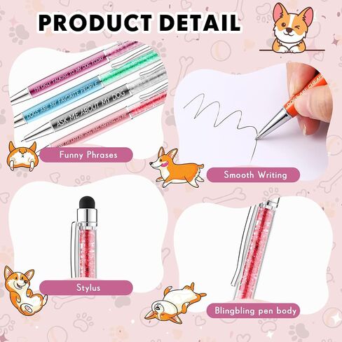 Sabary 12 Pieces Pet Lovers Pens Set Cat Dog Lovers Pen Set Colorful Ballpoint with Funny Phrase Cute Kawaii Gift for Pet Foster Kitty Mom Paw Fan Kitten Vet Office Supplies(Dog Style) in Saudi Arabia
