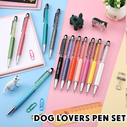 Sabary 12 Pieces Pet Lovers Pens Set Cat Dog Lovers Pen Set Colorful Ballpoint with Funny Phrase Cute Kawaii Gift for Pet Foster Kitty Mom Paw Fan Kitten Vet Office Supplies(Dog Style) in Saudi Arabia