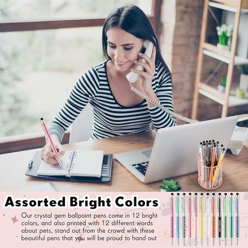 Sabary 12 Pieces Pet Lovers Pens Set Cat Dog Lovers Pen Set Colorful Ballpoint with Funny Phrase Cute Kawaii Gift for Pet Foster Kitty Mom Paw Fan Kitten Vet Office Supplies(Dog Style) in Saudi Arabia