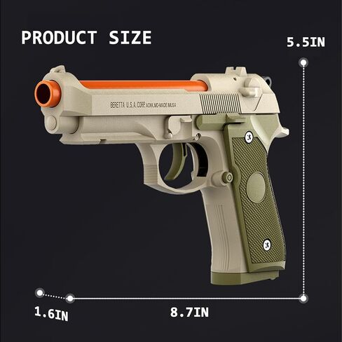 Soft Bullet Toy Gun for Boys,Fidget Toy Gun,Toy Pistol with Ejection Function,Stress Relieving Toys for People with Anxiety, Best Gift for Kids Boys Grils (Brownro'w) in Saudi Arabia