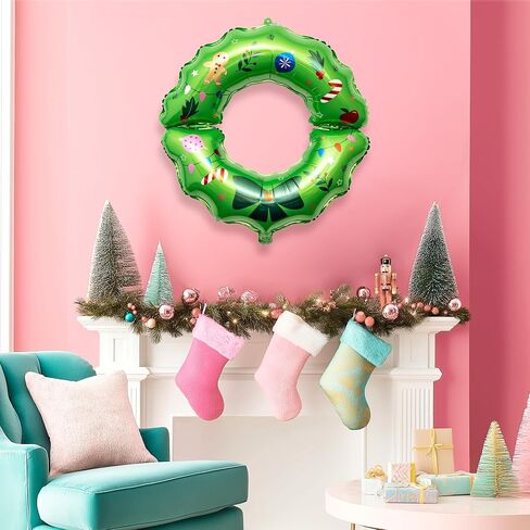 HOUSE OF PARTY Gingerbread balloon arch - 80 Pcs | Red, Green & Gold Candy Cane, Gingerbread Mylar Balloons for Gingerbread Christmas Decorations in Kuwait