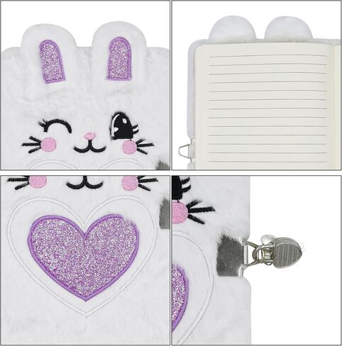 مذكرات سرية على شكل أرنب قطيفة مع قفل ومفتاح، مفكرة رسم لكتابة مجلة بقفل لامع للفتيات والأطفال (160 صفحة) in Saudi Arabia