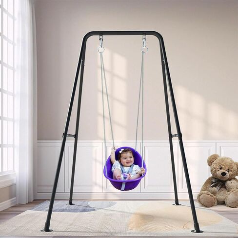 Foldable Children's Swing Stand, Heavy-Duty Metal Swing Frame for Kids - Suitable for Indoor and Outdoor Use in Kuwait