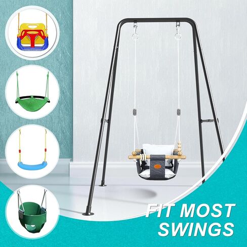 Foldable Children's Swing Stand, Heavy-Duty Metal Swing Frame for Kids - Suitable for Indoor and Outdoor Use in Kuwait