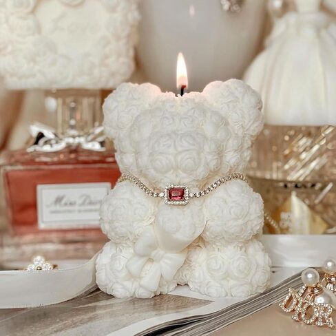 Large Flower Bear Silicone Mold - 3D Rose Bear Candle Molds, Bouquet Bear Resin Molds for DIY Handmade Soaps, Christmas Gifts, Father's Day Gifts, Valentine's Day Gifts, Home Decor Crafts in Saudi Arabia