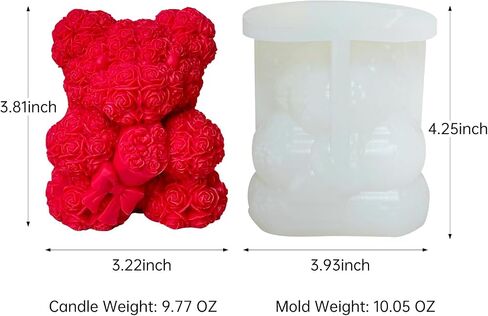 Large Flower Bear Silicone Mold - 3D Rose Bear Candle Molds, Bouquet Bear Resin Molds for DIY Handmade Soaps, Christmas Gifts, Father's Day Gifts, Valentine's Day Gifts, Home Decor Crafts in Saudi Arabia