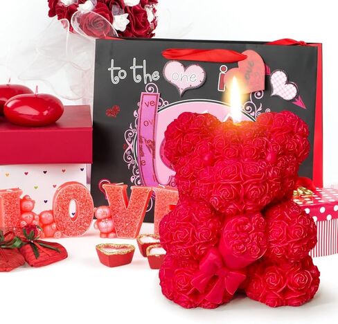 Large Flower Bear Silicone Mold - 3D Rose Bear Candle Molds, Bouquet Bear Resin Molds for DIY Handmade Soaps, Christmas Gifts, Father's Day Gifts, Valentine's Day Gifts, Home Decor Crafts in Saudi Arabia