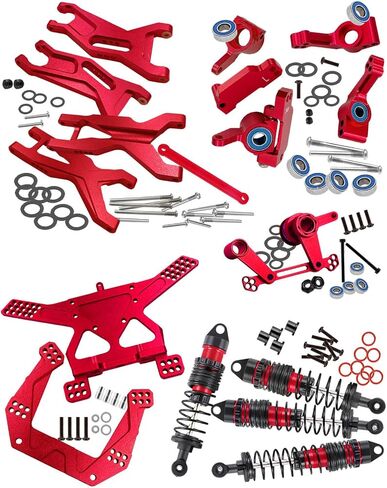 Upgrades Part for 1/10 Slash 2WD,Alloy Big Bore RC Shocks Absorber,Suspension Arm,Caster Block,Steering Blocks,Rear Stub Axle Carriers,Steering Bellcranks,Shocks Tower,Red in Saudi Arabia