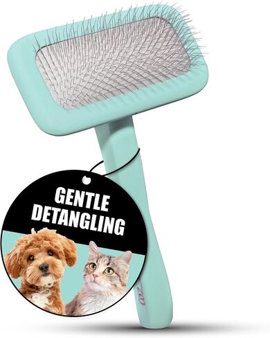 Tauro Pro Line Wooden Deshedding Dog Brush for Long Goldendoodle, Labradoodle & Poodle Hair - Purple Slicker Brush for Dog & Cat Grooming - Rectangular Flexible Cushion & Non-Slip Grip, S in Saudi Arabia