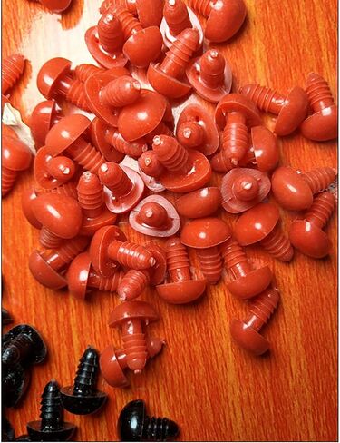 130PCS D-Shape 5 Sizes 8-16mm Plastic Safety Noses Eyes with Washers for Bear Doll Animal Puppet Crafts DIY Sewing Crafting Buttons (Pink/Red) in Kuwait