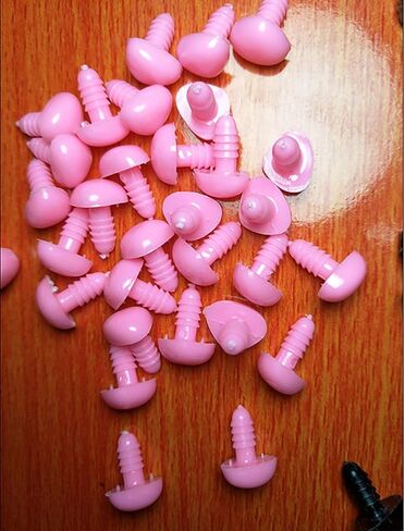 130PCS D-Shape 5 Sizes 8-16mm Plastic Safety Noses Eyes with Washers for Bear Doll Animal Puppet Crafts DIY Sewing Crafting Buttons (Pink/Red) in Kuwait
