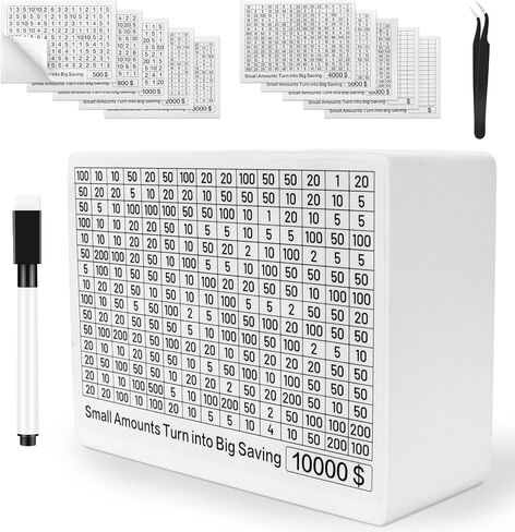 صندوق تحدي التوفير 10000 صندوق توفير المال الخشبي 10 كيلو لـ 10000 5000 4000 3000 2000 1000 800 500 قيمة نقدية kakeibo Piggy Bank للبالغين والأطفال والأولاد والبنات لا يلزم تجميع in Saudi Arabia