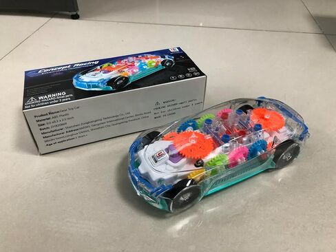 ZHFUYS Light Up Transparent Car Toy for Kids, Sensory Toys for Kid, Toy Car with Colorful Moving Gears, Fun Educational Toy for Toddlers, Birthday Gifts Idea for Kids in Saudi Arabia