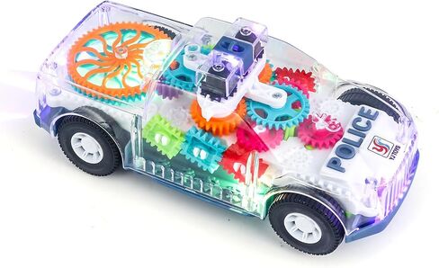ZHFUYS Light Up Transparent Car Toy for Kids, Sensory Toys for Kid, Toy Car with Colorful Moving Gears, Fun Educational Toy for Toddlers, Birthday Gifts Idea for Kids in Saudi Arabia