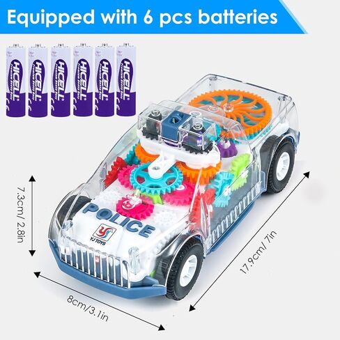 ZHFUYS Light Up Transparent Car Toy for Kids, Sensory Toys for Kid, Toy Car with Colorful Moving Gears, Fun Educational Toy for Toddlers, Birthday Gifts Idea for Kids in Saudi Arabia