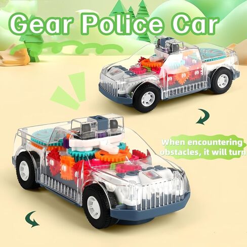 ZHFUYS Light Up Transparent Car Toy for Kids, Sensory Toys for Kid, Toy Car with Colorful Moving Gears, Fun Educational Toy for Toddlers, Birthday Gifts Idea for Kids in Saudi Arabia