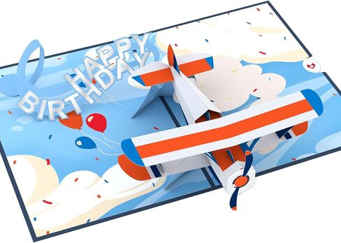 Lovepop Happy Birthday Pop-Up Card for Her and Him - 3D Happy Birthday Greeting Cards for Boys, Girls, Men, Women - Plane Awesome Day - 5" x 7" Airplane Card - Blank Note Card & Envelope Included in Saudi Arabia