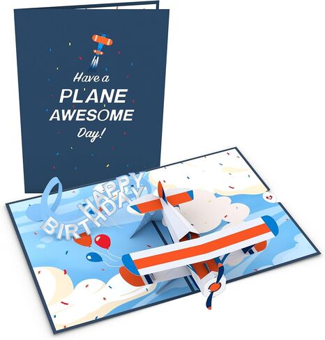 Lovepop Happy Birthday Pop-Up Card for Her and Him - 3D Happy Birthday Greeting Cards for Boys, Girls, Men, Women - Plane Awesome Day - 5" x 7" Airplane Card - Blank Note Card & Envelope Included in Saudi Arabia