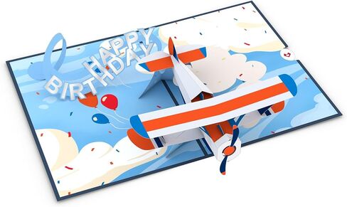 Lovepop Happy Birthday Pop-Up Card for Her and Him - 3D Happy Birthday Greeting Cards for Boys, Girls, Men, Women - Plane Awesome Day - 5" x 7" Airplane Card - Blank Note Card & Envelope Included in Saudi Arabia