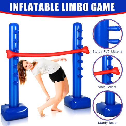 Jenaai نفخ لعبة ليمبو للصيف الأزرق لعبة ليمبو لديكور حفلة هاواي السفر حمام السباحة الشاطئ حفلة نزهة داخلي في الهواء الطلق الإجازات ألعاب الحفلات للأطفال البالغين in Kuwait