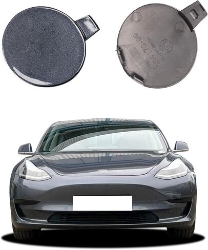 غطاء خطاف سحب المصد الأمامي للسيارة متوافق مع طراز Tesla 3 2017 2018 2019 غطاء غطاء المقطورة 108417300E 1084173-00-E غطاء صغير لسحب غطاء العين باللون الأحمر من جانب السائق الأيسر in Kuwait