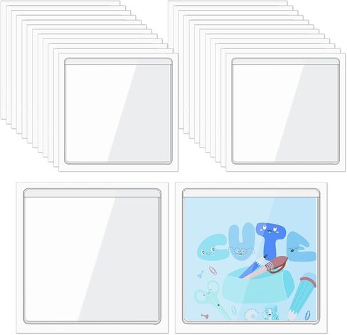 80 Pcs Self Adhesive Display Pockets 3.5 x 3.5 Inch Square Label Pockets Label Holder Index Card Library Pockets for Home Office School Classroom. (Clear) in Saudi Arabia