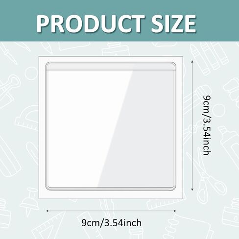 80 Pcs Self Adhesive Display Pockets 3.5 x 3.5 Inch Square Label Pockets Label Holder Index Card Library Pockets for Home Office School Classroom. (Clear) in Saudi Arabia