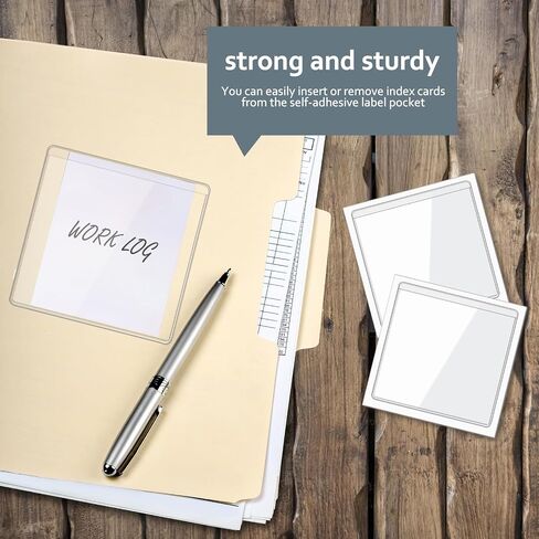 80 Pcs Self Adhesive Display Pockets 3.5 x 3.5 Inch Square Label Pockets Label Holder Index Card Library Pockets for Home Office School Classroom. (Clear) in Saudi Arabia
