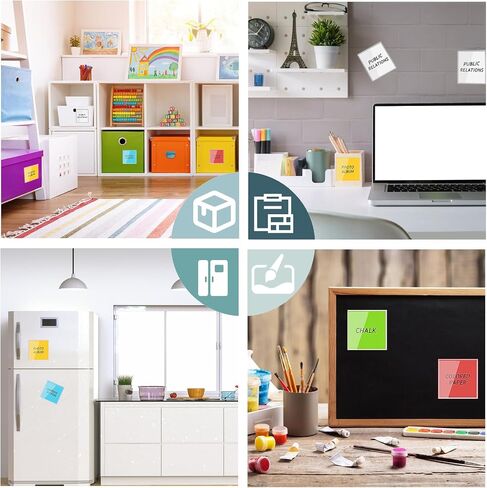 80 Pcs Self Adhesive Display Pockets 3.5 x 3.5 Inch Square Label Pockets Label Holder Index Card Library Pockets for Home Office School Classroom. (Clear) in Saudi Arabia