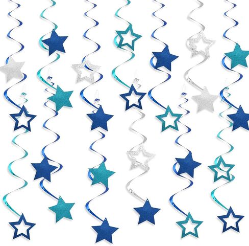 64pcs Hanging Swirls Party Decorations - Ceiling Foil Swirls Decorations Hanging Party Streamers for Birthday, Ceiling Hanging Decor Party Supplies for Boys Girls Kids (Green) in Saudi Arabia