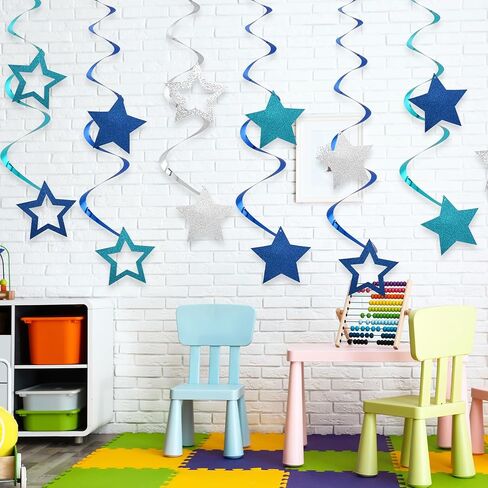 64pcs Hanging Swirls Party Decorations - Ceiling Foil Swirls Decorations Hanging Party Streamers for Birthday, Ceiling Hanging Decor Party Supplies for Boys Girls Kids (Green) in Saudi Arabia