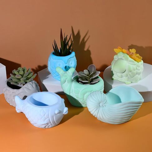 3D Animal Flower Pot Vase Silicone Mold for Resin Plaster Concrete Cement Clay, Succulents Planter Mold Epoxy Resin Kit for DIY Candle Pen Holder Succulent Pot (Bighead) in Saudi Arabia