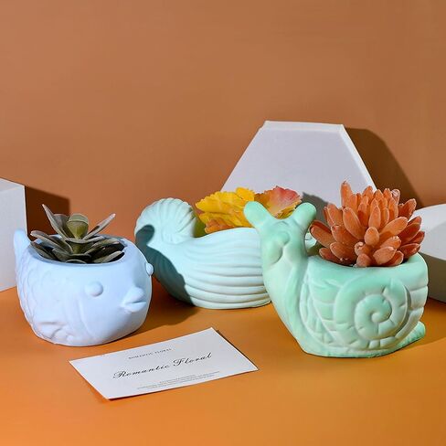 3D Animal Flower Pot Vase Silicone Mold for Resin Plaster Concrete Cement Clay, Succulents Planter Mold Epoxy Resin Kit for DIY Candle Pen Holder Succulent Pot (Bighead) in Saudi Arabia