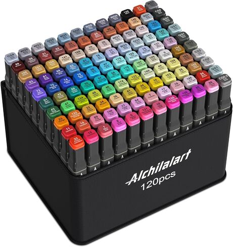 alchilalart 80-Colors Alcohol Based Markers, Alcohol Markers Set, Dual Tip Alcohol Sketching Drawing Markers Animation for Adults Kids in Saudi Arabia